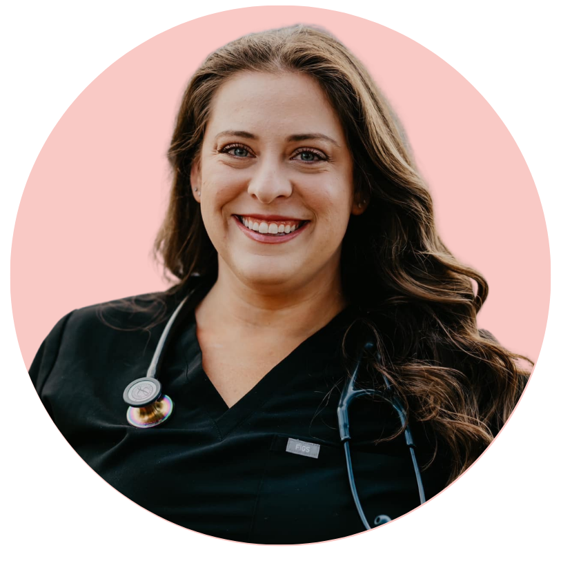 Jenna Kelemen, certified pediatric nurse practitioner in black scrubs smiling at Peekaboo Piercing in Tampa.